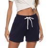 Vlazom Women’s Pajama Shorts, Super Soft Pj’s Bottoms Stylish Lounge Shorts for Sleep Gym Running with Drawstring Pockets(A-navy-solid)