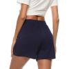 Vlazom Women’s Pajama Shorts, Super Soft Pj’s Bottoms Stylish Lounge Shorts for Sleep Gym Running with Drawstring Pockets(A-navy-solid)