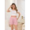 Vlazom Women’s Pajama Shorts, Super Soft Pj’s Bottoms Stylish Lounge Shorts for Sleep Gym Running with Drawstring Pockets(A-pink)