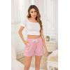 Vlazom Women’s Pajama Shorts, Super Soft Pj’s Bottoms Stylish Lounge Shorts for Sleep Gym Running with Drawstring Pockets(A-pink)