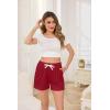 Vlazom Women’s Pajama Shorts, Super Soft Pj’s Bottoms Stylish Lounge Shorts for Sleep Gym Running with Drawstring Pockets(A-wine Red)