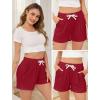 Vlazom Women’s Pajama Shorts, Super Soft Pj’s Bottoms Stylish Lounge Shorts for Sleep Gym Running with Drawstring Pockets(A-wine Red)
