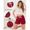 Vlazom Women’s Pajama Shorts, Super Soft Pj’s Bottoms Stylish Lounge Shorts for Sleep Gym Running with Drawstring Pockets(A-wine Red)