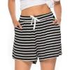 Vlazom Women’s Pajama Shorts, Super Soft Pj’s Bottoms Stylish Lounge Shorts for Sleep Gym Running with Drawstring Pockets(B-black)