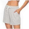 Vlazom Women’s Pajama Shorts, Super Soft Pj’s Bottoms Stylish Lounge Shorts for Sleep Gym Running with Drawstring Pockets(B-grey-stripes)