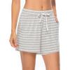 Vlazom Women’s Pajama Shorts, Super Soft Pj’s Bottoms Stylish Lounge Shorts for Sleep Gym Running with Drawstring Pockets(B-grey-stripes)