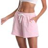 Vlazom Women’s Pajama Shorts, Super Soft Pj’s Bottoms Stylish Lounge Shorts for Sleep Gym Running with Drawstring Pockets(B-pink)