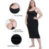 Vlazom Women’s Plus Size Full Slip Dresses Adjustable Spaghetti Strap Under Dresses Long Nightgown V-Neck Cami Dress(Black)