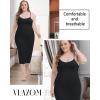 Vlazom Women’s Plus Size Full Slip Dresses Adjustable Spaghetti Strap Under Dresses Long Nightgown V-Neck Cami Dress(Black)
