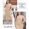 Vlazom Women’s Plus Size Full Slip Dresses Adjustable Spaghetti Strap Under Dresses Long Nightgown V-Neck Cami Dress(Nude)