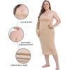 Vlazom Women’s Plus Size Full Slip Dresses Adjustable Spaghetti Strap Under Dresses Long Nightgown V-Neck Cami Dress(Nude)