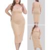 Vlazom Women’s Plus Size Full Slip Dresses Adjustable Spaghetti Strap Under Dresses Long Nightgown V-Neck Cami Dress(Nude)