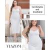 Vlazom Women’s Plus Size Full Slip Dresses Adjustable Spaghetti Strap Under Dresses Long Nightgown V-Neck Cami Dress(White)
