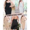 Vlazom Women’s Plus Size Full Slip Dresses Adjustable Spaghetti Strap Under Dresses Long Nightgown V-Neck Cami Dress(White)