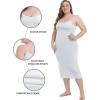 Vlazom Women’s Plus Size Full Slip Dresses Adjustable Spaghetti Strap Under Dresses Long Nightgown V-Neck Cami Dress(White)