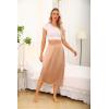 Vlazom Women’s Satin Half Slip Under Slip Long Underskirt Half Slips for Under Dresses Slip Side Slit Size S-XXL(Dark Champagne)