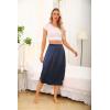 Vlazom Women’s Satin Half Slip Under Slip Long Underskirt Half Slips for Under Dresses Slip Side Slit Size S-XXL(Navy Blue)