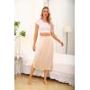 Vlazom Women’s Satin Half Slip Under Slip Long Underskirt Half Slips for Under Dresses Slip Side Slit Size S-XXL(Nude)