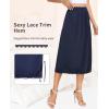 Vlazom Women’s Satin Half Slip for Under Dress Long Underskirt Soft Under Slips for Women Under Dresses Size S-XXL(Navy Blue)