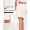 Vlazom Women’s Satin Half Slip for Under Dresses Above Knee Underskirt with Lace Trim Size S-XXL(Beige)