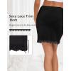 Vlazom Women’s Satin Half Slip for Under Dresses Above Knee Underskirt with Lace Trim Size S-XXL(Black)