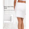 Vlazom Women’s Satin Half Slip for Under Dresses Above Knee Underskirt with Lace Trim Size S-XXL(White)