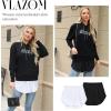 Vlazom Women’s Shirt Extenders Button-Down Undershirt Skirt for Women, Layering Shirt Skirt S-XXL(Black/White)