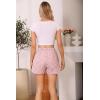 Vlazom Women’s Sleep Shorts Cute Plaid Pajamas Shorts Soft Elastic Pajama Bottoms Boxer Shorts Sleepwear S-XXL(Dusky Pink)