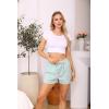 Vlazom Women’s Sleep Shorts Cute Plaid Pajamas Shorts Soft Elastic Pajama Bottoms Boxer Shorts Sleepwear S-XXL(Light Green)