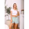Vlazom Women’s Sleep Shorts Cute Plaid Pajamas Shorts Soft Elastic Pajama Bottoms Boxer Shorts Sleepwear S-XXL(Light Green)