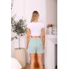 Vlazom Women’s Sleep Shorts Cute Plaid Pajamas Shorts Soft Elastic Pajama Bottoms Boxer Shorts Sleepwear S-XXL(Light Green)