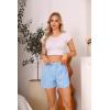 Vlazom Women’s Sleep Shorts Cute Plaid Pajamas Shorts Soft Elastic Pajama Bottoms Boxer Shorts Sleepwear S-XXL(Sky Blue)