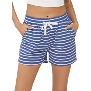 Vlazom Women’s Pajama Shorts, Super Soft Pj’s Bottoms Stylish Lounge Shorts for Sleep Gym Running with Drawstring Pockets(B-cobalt Blue)