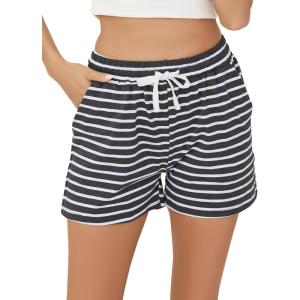 Vlazom Women’s Pajama Shorts, Super Soft Pj’s Bottoms Stylish Lounge Shorts for Sleep Gym Running with Drawstring Pockets(B-dark Grey)