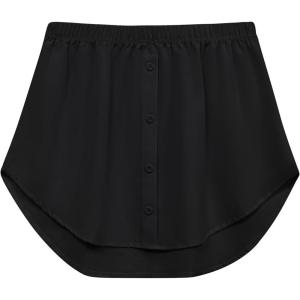 Vlazom Women’s Shirt Extenders Button-Down Undershirt Skirt for Women, Layering Shirt Skirt S-XXL(Black)