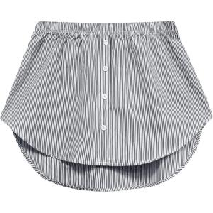 Vlazom Women’s Shirt Extenders Button-Down Undershirt Skirt for Women, Layering Shirt Skirt S-XXL(Black Striped)