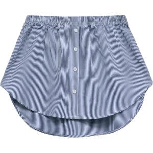 Vlazom Women’s Shirt Extenders Button-Down Undershirt Skirt for Women, Layering Shirt Skirt S-XXL(Navy Striped)