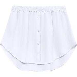 Vlazom Women’s Shirt Extenders Button-Down Undershirt Skirt for Women, Layering Shirt Skirt S-XXL(White)