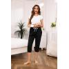 Vlazom Women’s Yoga Capri Pants Drawstring Joggers Pants Sweatpants with Pockets for Lounge Gym Running Workout S-3XL(Black)