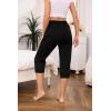 Vlazom Women’s Yoga Capri Pants Drawstring Joggers Pants Sweatpants with Pockets for Lounge Gym Running Workout S-3XL(Black)