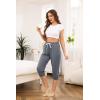 Vlazom Women’s Yoga Capri Pants Drawstring Joggers Pants Sweatpants with Pockets for Lounge Gym Running Workout S-3XL(Dark Grey)
