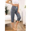 Vlazom Women’s Yoga Capri Pants Drawstring Joggers Pants Sweatpants with Pockets for Lounge Gym Running Workout S-3XL(Dark Grey)