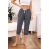 Vlazom Women’s Yoga Capri Pants Drawstring Joggers Pants Sweatpants with Pockets for Lounge Gym Running Workout S-3XL(Gunmetal Grey)