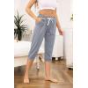 Vlazom Women’s Yoga Capri Pants Drawstring Joggers Pants Sweatpants with Pockets for Lounge Gym Running Workout S-3XL(Light Grey)