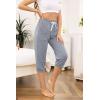 Vlazom Women’s Yoga Capri Pants Drawstring Joggers Pants Sweatpants with Pockets for Lounge Gym Running Workout S-3XL(Light Grey)