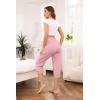 Vlazom Women’s Yoga Capri Pants Drawstring Joggers Pants Sweatpants with Pockets for Lounge Gym Running Workout S-3XL(Pink)