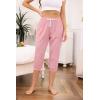 Vlazom Women’s Yoga Capri Pants Drawstring Joggers Pants Sweatpants with Pockets for Lounge Gym Running Workout S-3XL(Pink)