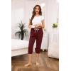 Vlazom Women’s Yoga Capri Pants Drawstring Joggers Pants Sweatpants with Pockets for Lounge Gym Running Workout S-3XL(Wine Red)