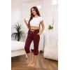 Vlazom Women’s Yoga Capri Pants Drawstring Joggers Pants Sweatpants with Pockets for Lounge Gym Running Workout S-3XL(Wine Red)