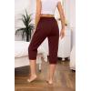 Vlazom Women’s Yoga Capri Pants Drawstring Joggers Pants Sweatpants with Pockets for Lounge Gym Running Workout S-3XL(Wine Red)